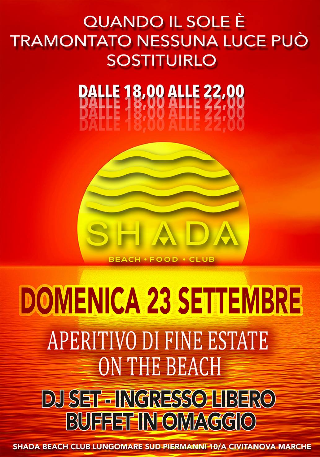 Aperitivo di fine estate Shada Beach Club Civitanova Marche