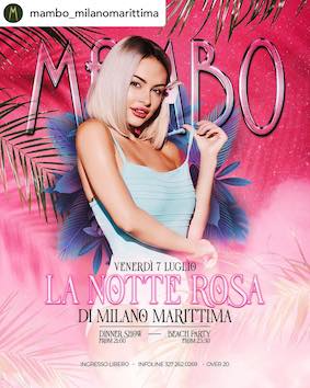 La Notte Rosa di Milano Marittima al Mambo beach