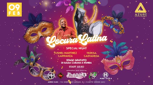 Locura Latina di Carnevale alla discoteca Azure di Pollenza