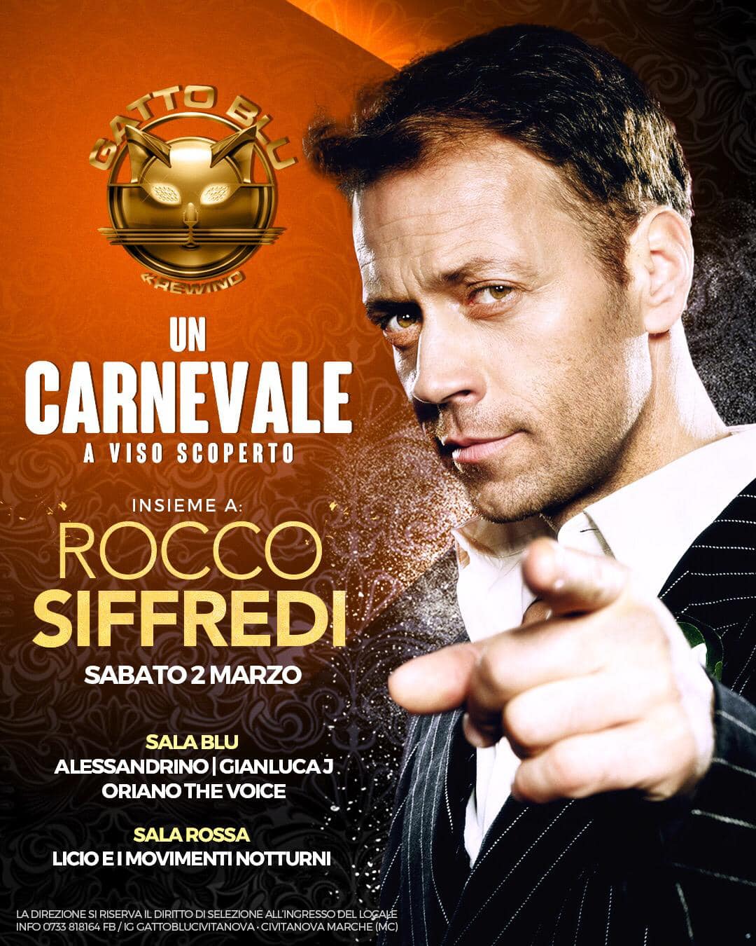 Carnevale con Rocco Siffredi discoteca Gatto Blu Civitanova Marche