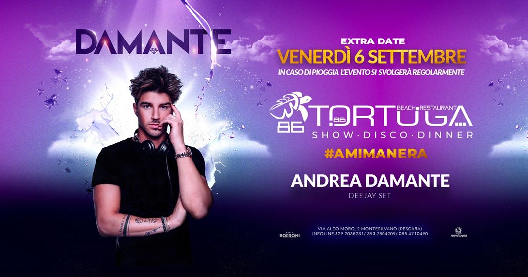 Andrea Damante guest Tortuga Show Disco Dinner Montesilvano Pescara