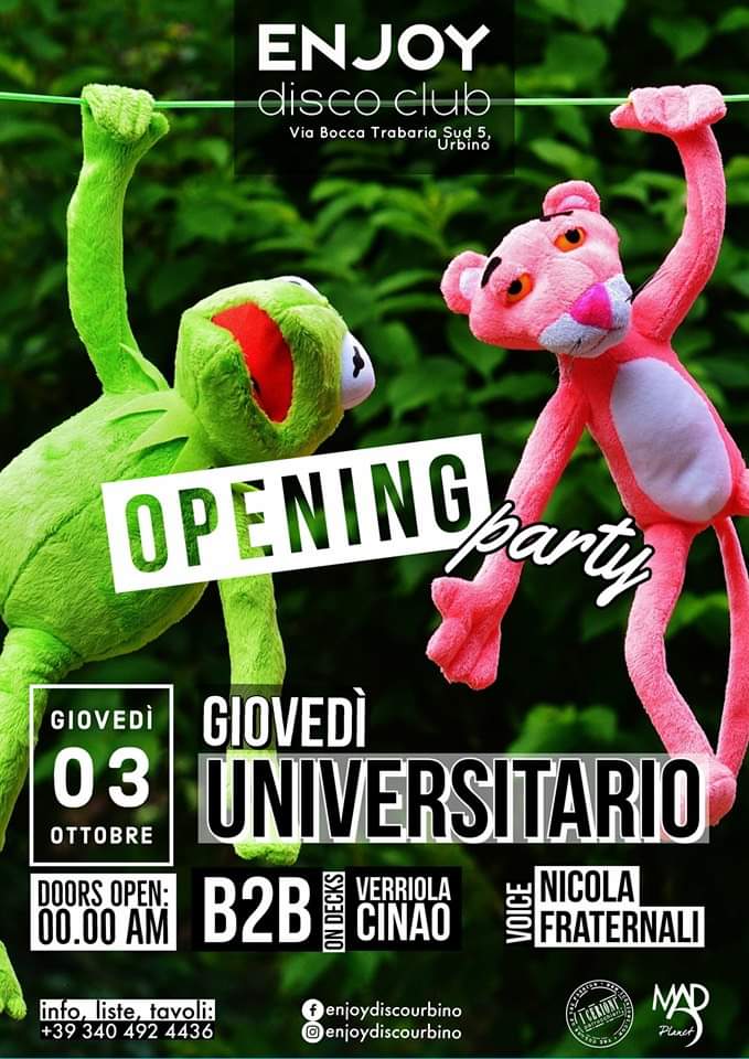 The Grand Opening Party Enjoy Disco Club Urbino