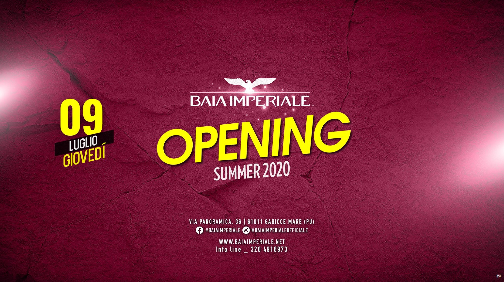 Inaugurazione giovedì estate 2020 alla discoteca Baia Imperiale