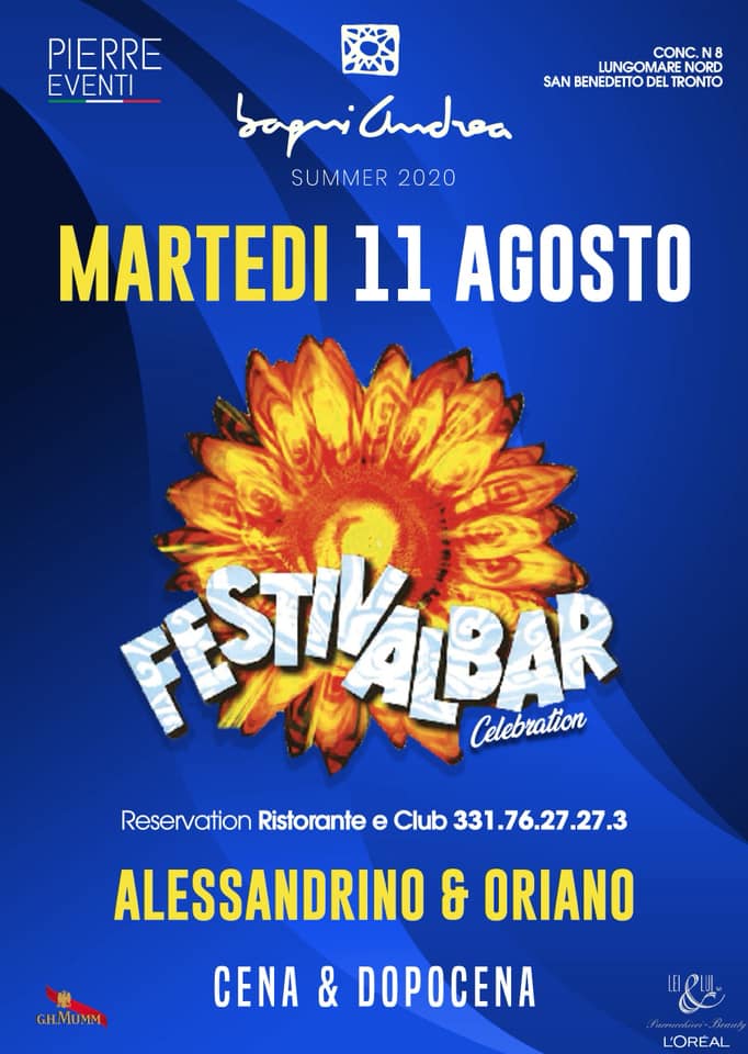 Festivalbar celebration ai Bagni Andrea di San Benedetto Del Tronto