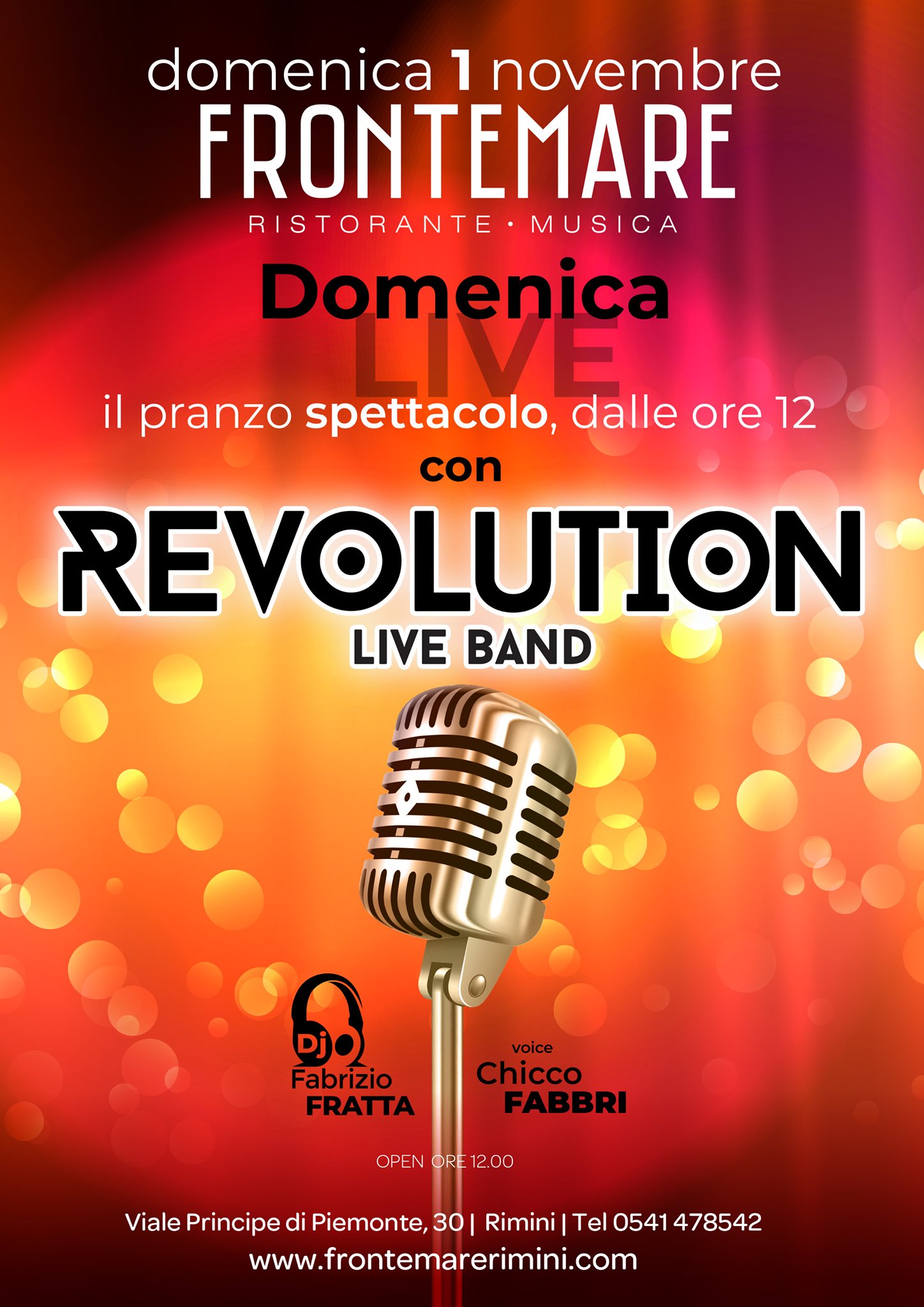 Il pranzo spettacolo con Revolution live band al Frontemare di Rimini
