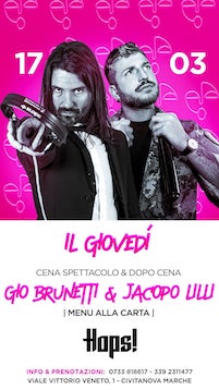 Gio Brunetti e Jacopo Lilli al ristorante Hops di Civitanova Marche