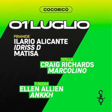 Ilario Alicante, Craig Richards ed Ellen Allien al Cocoricò Riccione